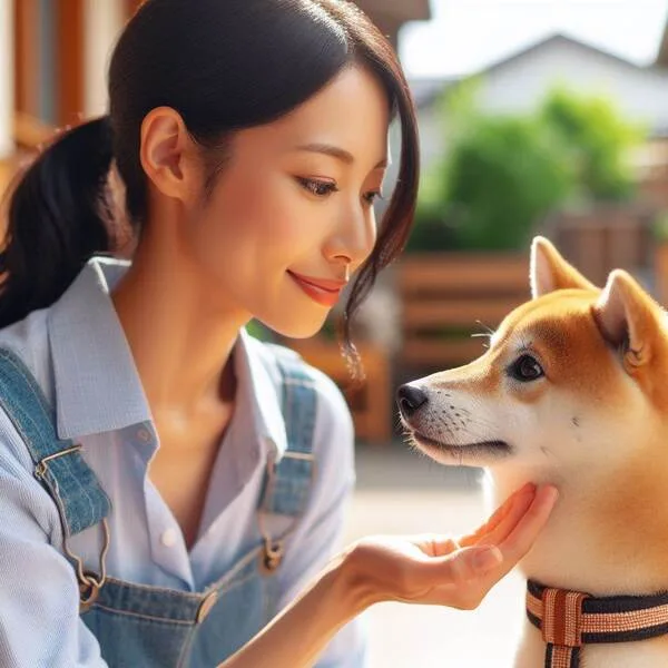 Shiba Inu interactuando con su entorno familiar y mostrando su carácter sociable selectivo
