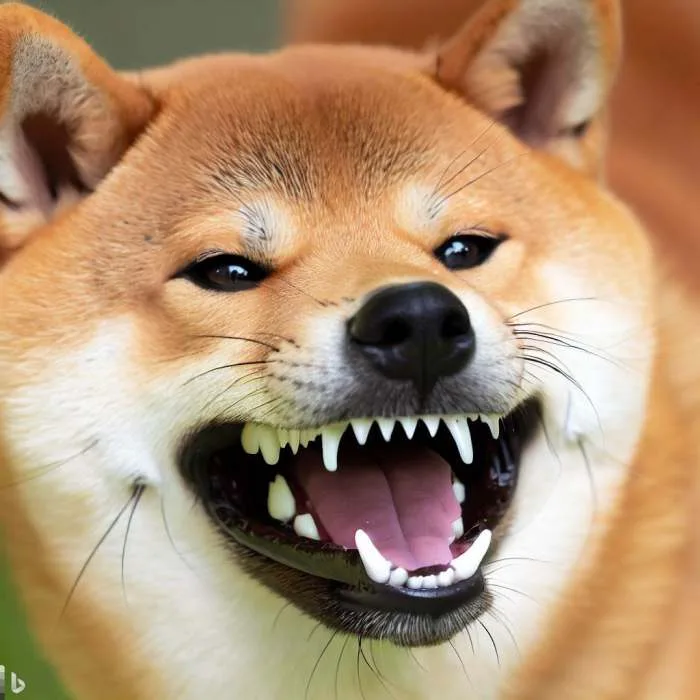 Dientes sanos de un Shiba Inu adulto
